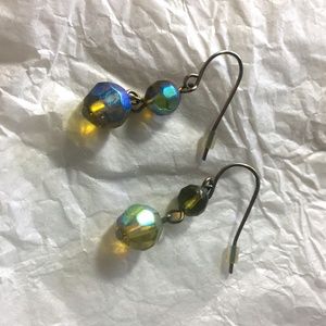 Green glass earrings